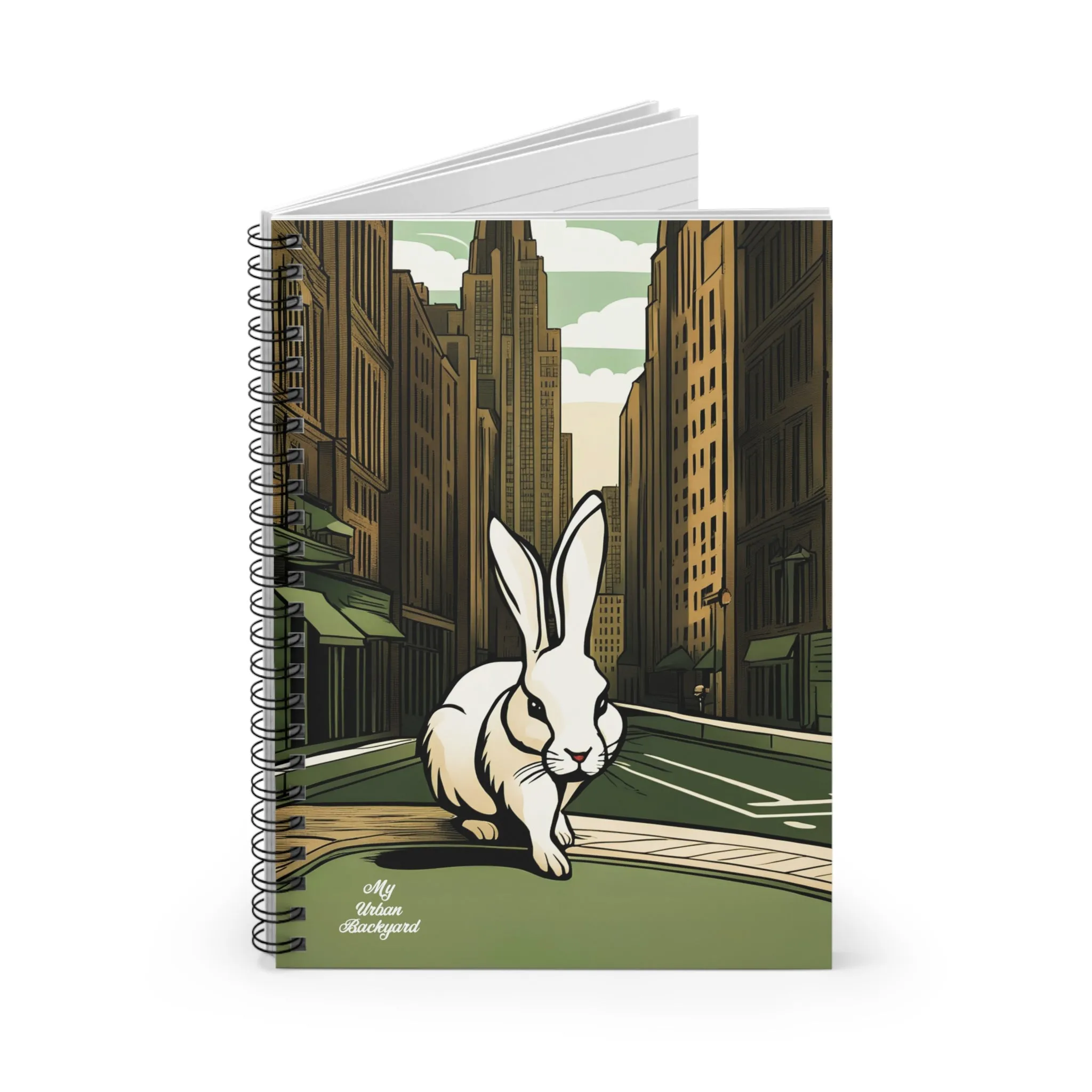 White Rabbit on a City Street, Spiral Notebook Journal - Write in Style