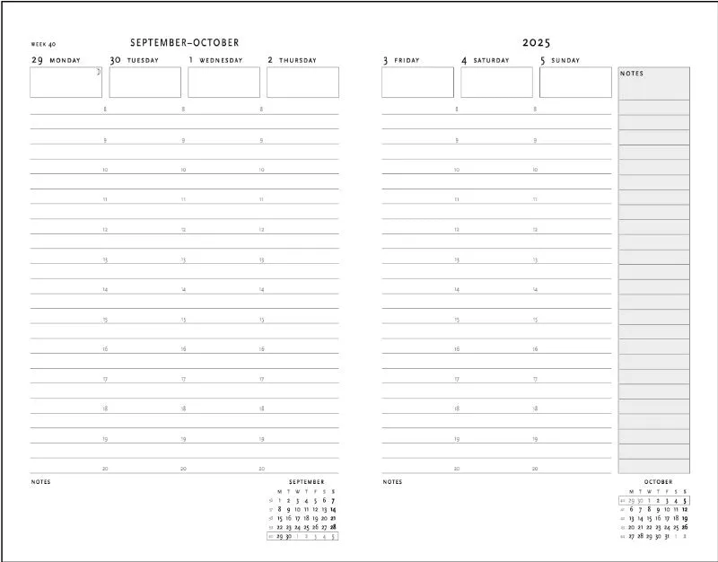 Wildwood Grande Vertical 12-month Hardcover Week Planner 2025