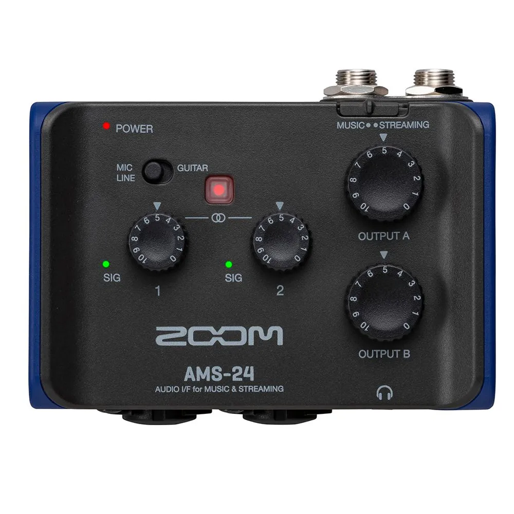 Zoom AMS-24 2x4 USB Audio Interface for Music and Streaming   XLR Microphone Cable & Batteries